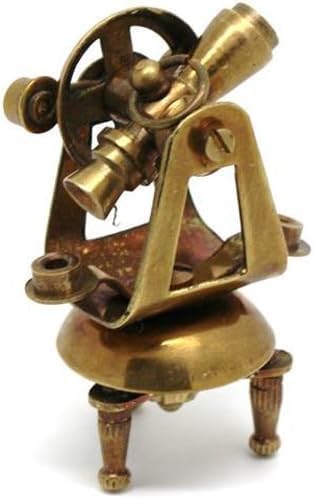 Set of 5 Brass Miniature Nautical Replicas–Vintage-Style Telescope, Compass, Sextant, Theodolite & Telegraph–Steampunk Decor & Collectible Gift Set