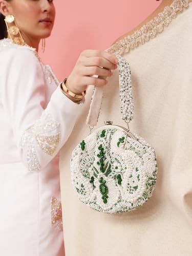 Image of THE TAN CLAN Ava Pearl Batua Bag for women Purses Luxury Evening Handbags for ladies with Magnetic Closure