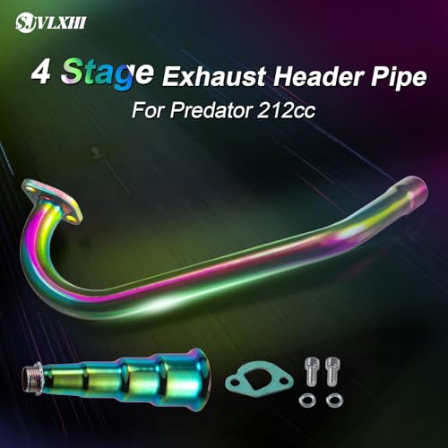 Image of Upgraded 4 Stage Exhaust Header Pipe Colorful,For Predator 212cc 196cc Go Kart& Mini Bike, For Coleman Powersports CT200U,CT200U-EX,BT200X, For Honda GX160,GX200