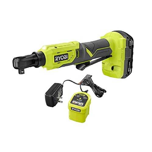 RYOBI ONE+ 18V Cordless 3/8 in. 4-Postion Ratchet Kit with 1.5 Ah...