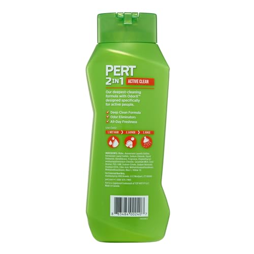 Pert Shampoo e condicionador Active Clean 2 em 1 unissex - xampu e condicionador de 720 g