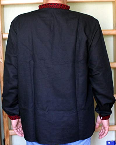 Rushnichok Vyshyvanka Men's - Embroidered Shirt - Black red Shirt - Ukrainian Ornaments - Linen Wedding Shirt4