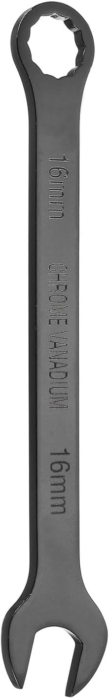 HARFINGTON Combination Wrench 16mm Metric 12-Point Box and Open End Chromium Vanadium Steel CR-V Double Ended Spanner Tool for Automotive Pipe Furniture Machinery DIY Repair, Black