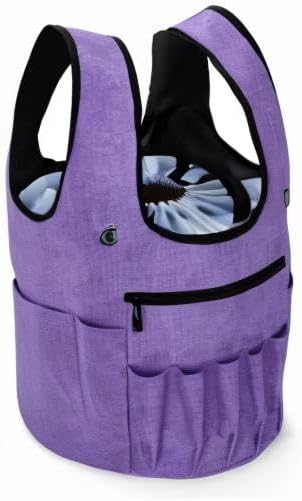 Miniatura 7 de CURMIO Bolso de mano para tejer, bolsa de muñeca de proyecto de hilo con cordón para agujas de tejer, ganchos de ganchillo y suministros