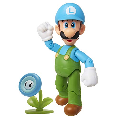 Super Mario Nintendo Collectible Ice Luigi 4" Poseable Articulated Action Figure #TOP1