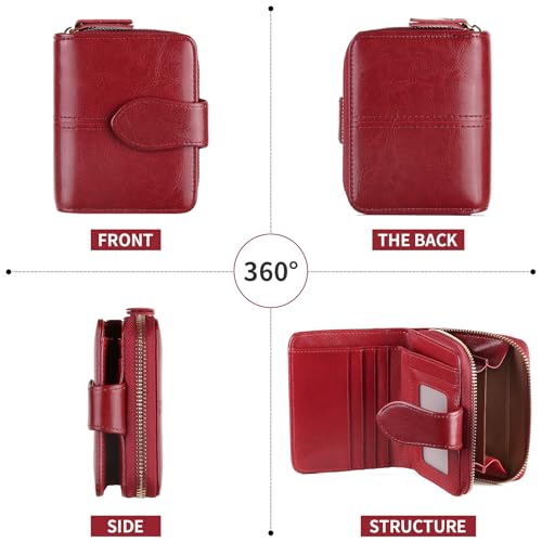 Womens Wallet Small Wallets for Women Multi-capacity design Women's short Wallet Wallet Card bag Short zipper with Credit Card Holder Id Window3