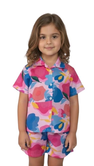 LIBA CREATIONA Pure Cotton Shirt & Shorts Set for Baby Girl & Toddlers | Summer Casual Outfit for Girls | Ultra-Soft Half Sleeve Top & Shorts Cord Set for Home, Play & Outing.-image-24