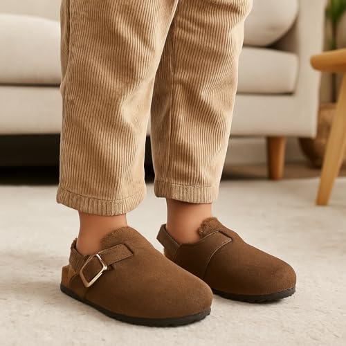 Image of Project Cloud Kids Clogs 100% Genuine Leather with Natural Cork Footbed & Memory Foam Insole Arch Support - Non-Slip Clogs for Kids - Slippers Sandals for Boys & Girls Footwear