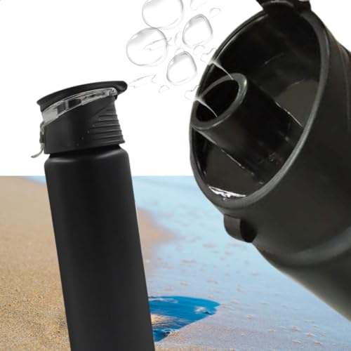 Garrafa Squeeze Esportiva 750ml Bike Corrida Treino Academia Fit Cor Preto em Alumínio com Alça Trav