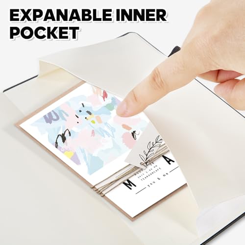 Carnets de notes A5 160 pages lignées cahier couverture rigide poche stylo bureau - 4
