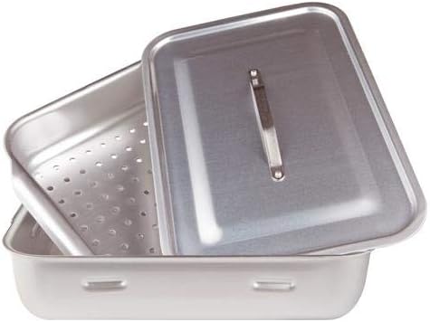 Pentole Agnelli Professional Aluminium 3 Mm. Rectangular Steamer with Lid, Length 45 cm.