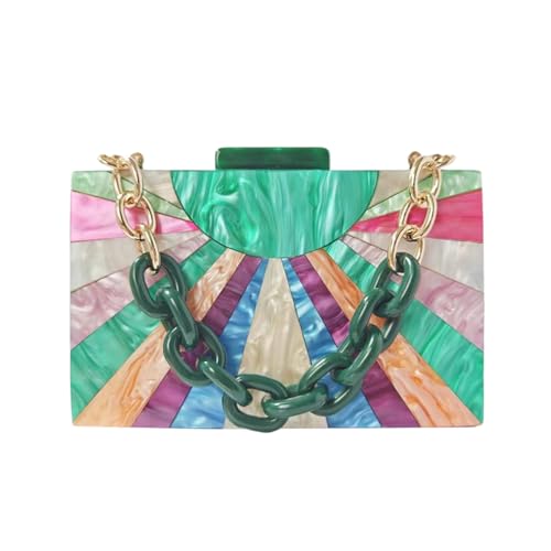 Image of Elegant Ladies Acrylic Evening Clutch Multicolored Bag Box Stylish Marble Purse Handbag for Wedding Banquet Cocktail