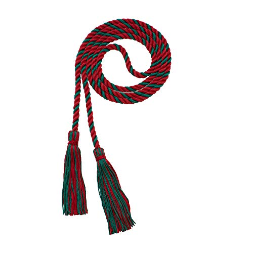 Image of Graduation Honor Cord - RED /DK Green - Every School Color Available - Made in USA