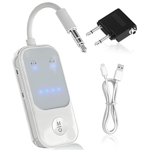 Adaptador Bluetooth auxiliar inalámbrico 2 en 1, receptor transmisor Bluetooth 5.3, compatible con 2 AirPods y auriculares inalámbricos, para TV, avión, Airpods, coche, gimnasio