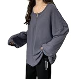 [MilaCorinna] レディース トップス 長袖 Tシャツ プルオーバー スウェット 薄手 透け感 UVカット インナー トップス Vネック ドロップショルダー トレンド シンプル おしゃれ カジュアル ゆったり 通勤 通学 大人 春夏秋