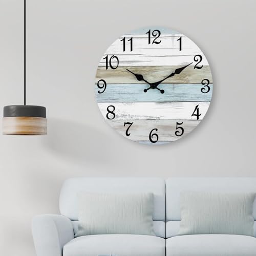 Image of CHYLIN Wall Clock - 18 Inch Silent Non Ticking Wall Clocks Battery Operated, Larger Clock Decorative for Living Room, Kitchen (Blue)