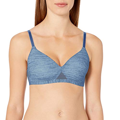 Hanes Women's Oh So Light Comfort Wire Free, Denimjacket Blue Heather Print, L