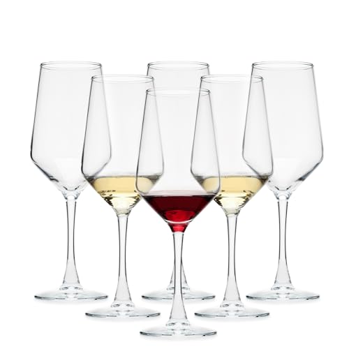 Wine Glasses Set of 6, 13.5oz Red & White Wine Glass for Party, Long Stem Wine Glasses, Lead-free, Ideal Wine Accessories Gift (Clear)