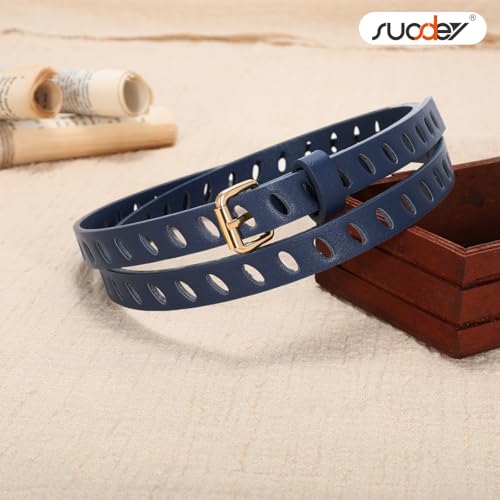 SUOSDEY 4 Pack Women Skinny Thin Belts Fashion Leather Waist Belt Plus Size Ladies Belts for Dresses Pants Jeans4