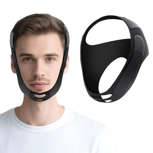 Anti Snoring Chin Strap Adjustable, Anti Snore Chin Strap for CPAP Users, High Elasticity Traceless Chin Strap for Sleeping, Anti Snoring Devices Breathable and Reusable, Black