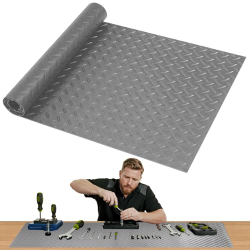 Image of Workbench Mat, PVC Work Bench Mat with Non-Slip Texture, 2mm Thick Scratch & Stain Resistant Surface for Painting, Woodworking, Crafting, Building and Tool Protection (Grey, 16.93 inch x 47.24 inch)