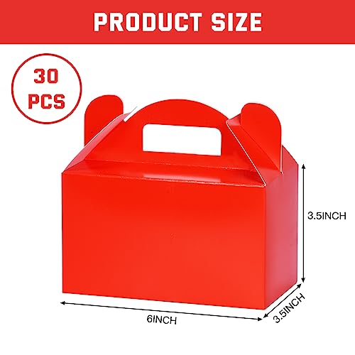 Mooray 30 Pack Treat Boxes Candy Boxes Gable Boxes Party Favor Boxes With Handles Goodie Boxes Paper Gift Boxes For Kids Birthday Party Baby Shower Wedding Halloween Christmas(Red) #TOP2