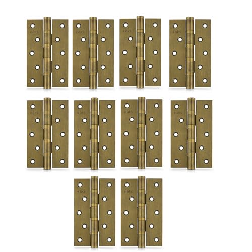 Image of AKS Stainless Steel Four Ball Bearing Hinges for Main Door, Office, Home & Bathroom Doors 6 Inch Length 3 Inch Width 3mm Thickness Hinges | 5 Years Warranty (Pack of 10, Antique Brass)