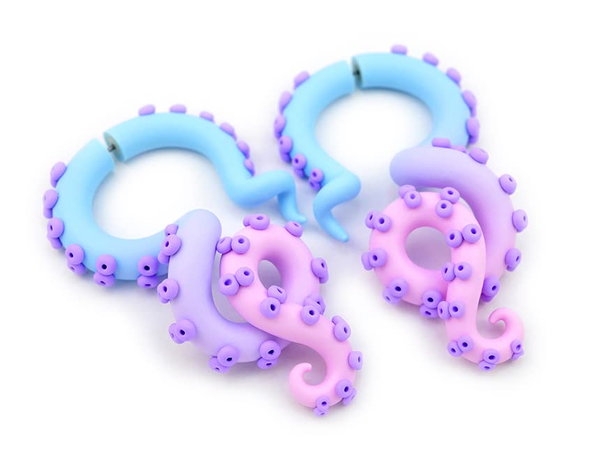 Pastel Goth Tentacle Earrings Cosplay Anime Fairy Kei Accessories Creepy Jewelry Japan Harajuku Menhera Visual Kei Octopus Yami Kawaii Costume Fake Gauge Earrings