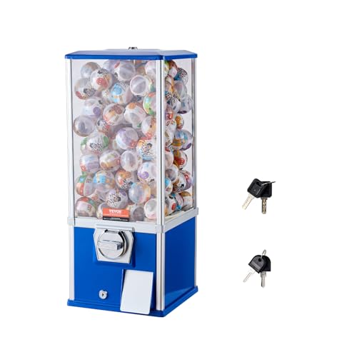 Image of VEVOR Gumball Machine for Kids, 25 inch Height Home Vending Machine, PS Bouncy Balls Dispenser, Hold 230 Capsule Toys, Rectangle Bubble Gum Machine for Game Stores, Coin Operated Gumball Bank, Blue