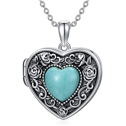 BETHZA Turquoise Heart Locket Necklace Cover