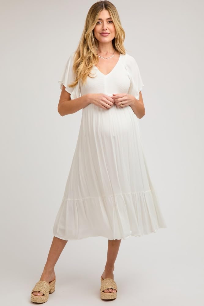 PinkBlush Floral Smocked Ruffle Maternity Dress