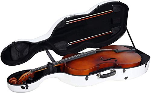 image for Crossrock 4/4 Cello Case, Carbon Fiber Composite with Wheels-White(CRF