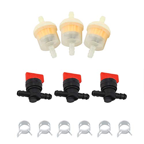 Fuel Filters Kit for Lawnmower-Fuel Gas Tank Shut Off Valves + Filters + Clamps Garden Brush Cutter Lawnmower Accessory