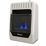 ProCom BF10M-B Ventless Dual Fuel Blue Flame Space Heater with Manual Control for Living Room, Bedroom, Home Office, 10000 BTU, Heats Up to 300 Sq. Ft., Includes Wall Mount and Base Feet, White