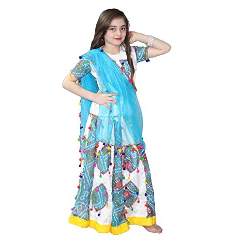 Image of Kaku Fancy Dresses Polyester Indian State Gujrati Dance Costume For Kids Navratri /Garba Dance Costume For Girls - Red, 7-8 Years