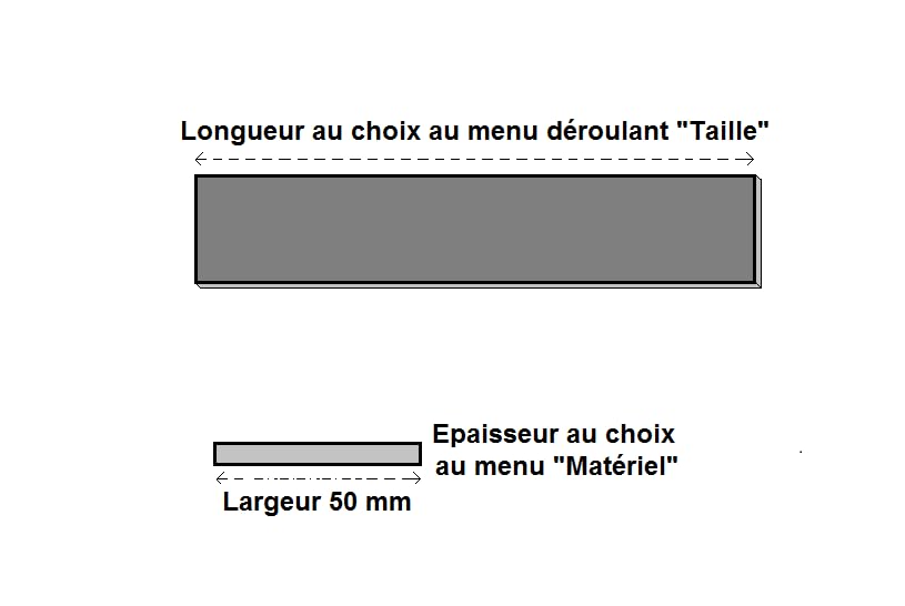 LeMétal - Fer plat acier largeur 50 mm - Epaisseur au choix (de 5 mm à 15 mm) et longueur au choix (de 100 à 300 cms). (50x15 mm, 130 cms)