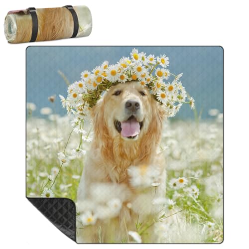 Shimoshe Extra Large Picnic Blankets 79”x 79”, Garden Dog Waterproof Foldable Picnic Mat with Straps Portable Beach Blanket for Camping Park Grass Beach Indoor