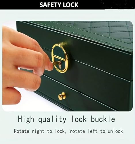 Image of Velvet Three Layer New Vintage Flannel Jewelry Box Earrings Earrings Rings Necklace Bracelets Jewelry Organiser Storage Case With Drawer For Girls Women Dark Green (AB-03)