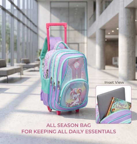Image of ADSON 3D Embossed School Trolley Bag Large School Bag for Boy Girl, Kids School Bag, Travel Backpack for Girl Boy, Ideal for Children Trolley 16 Inch Water Resistant