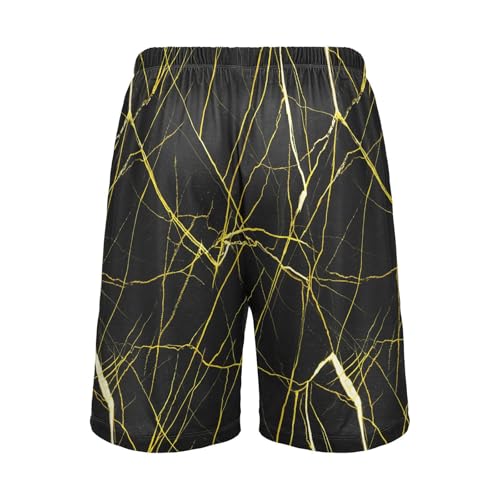 Marble Texture Black Pajama Shorts for Men Lounge Pants Sleeping Shorts Men'S Pajama Bottoms with Pockets, S-XXL-XXL2