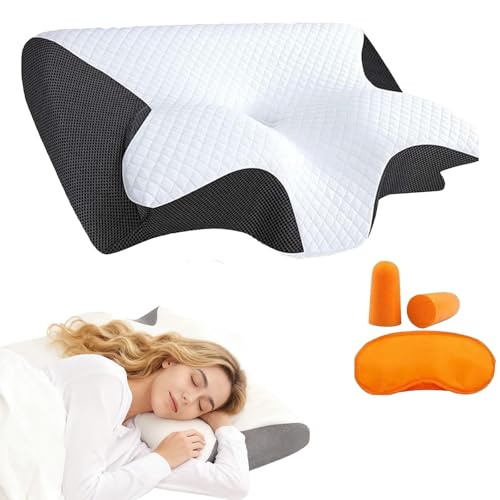 Zoefun Curosleep Kissen Original 2026 Neu Ergonomisches OrthopäDisches Kissen Mit Konturierter UnterstüTzung für Seiten Mit schaumbildung im Nacken (Schwarz)