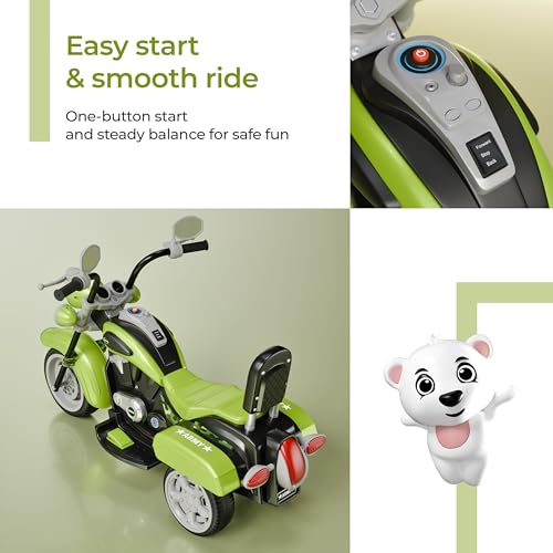 Image of Lifelong Royal Electric Ride On Motor Bike for Kids, Semi Assembled Rechargeable Toy Bike One Touch Start,Light and Music, Long Battery Life, 3 Wheels, Comfortable Seat for 1-6 Yrs (LLEV99)