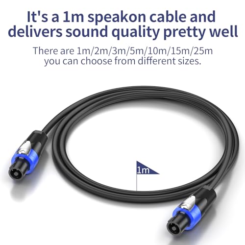 GCTBL 2M 2Pack Speakon auf Speakon Kabel, Professionelles 12 Gauge Audiokabel DJ/PA Lautsprecherkabel mit Twist Lock