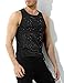 Arjen Kroos Men's Sequin Sleeveless Tank Top Sparkly Rave Metallic T-Shirt,black-AK3311,Large