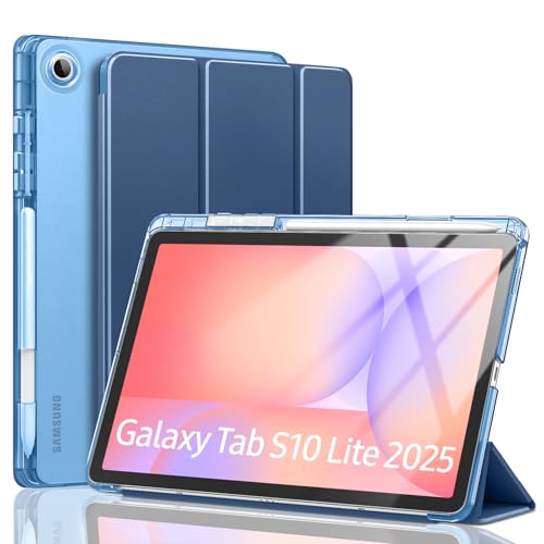 Image of MoKo Case for Samsung Galaxy Tab S10 Lite 10.9 Inch 2025 [SM-X400 /SM-X406B] with S Pen Holder, Slim Light Trifold Protective Cover with Hard PC Translucent Back Shell, Auto Wake /Sleep, Navy Blue