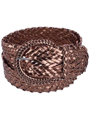 CTM Women's Braided Wide Belt with Matching Buckle4