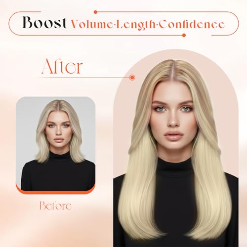Image of Sunny Hair Clip in Hair Extensions Real Human Hair Ombre Blonde Highlights | Clip on Remy Hair Extensions for Women 20inch, Easy at Home Application for Daily Use and Special Occasions 120g
