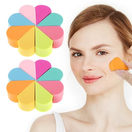 16 stück Make-Up-Schwammset, GesichtsschminkschwäMme, BlüTenblatt-GesichtsschminkschwäMme für Grundierung, Kosmetikkeile, Schwamm, Beauty Blender, Wiederverwendbare GesichtsschwäMme(Zufällige Farbe)
