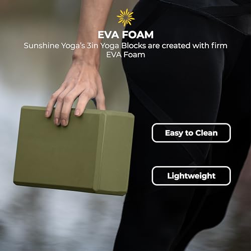 Sunshine Yoga 15 Pack Yoga Kit: Includes 10 Firm and Supportive 3" x 6" x 9" EVA Foam Yoga Blocks and 5 Adjustable Leg Stretching Strap With Anti-Slip 8' D-Ring Buckle Yoga Straps, Assorted - Image 4