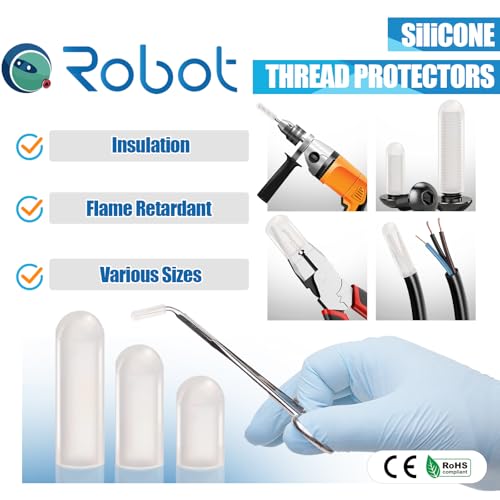 Terminales de silicona flexibles blancos de 10mm para protección de cables y roscas de pernos 3